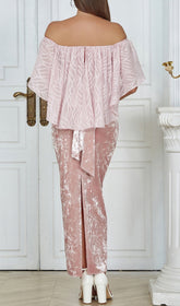 Ruffled Bandeau Satin Maxi Dress In Pink